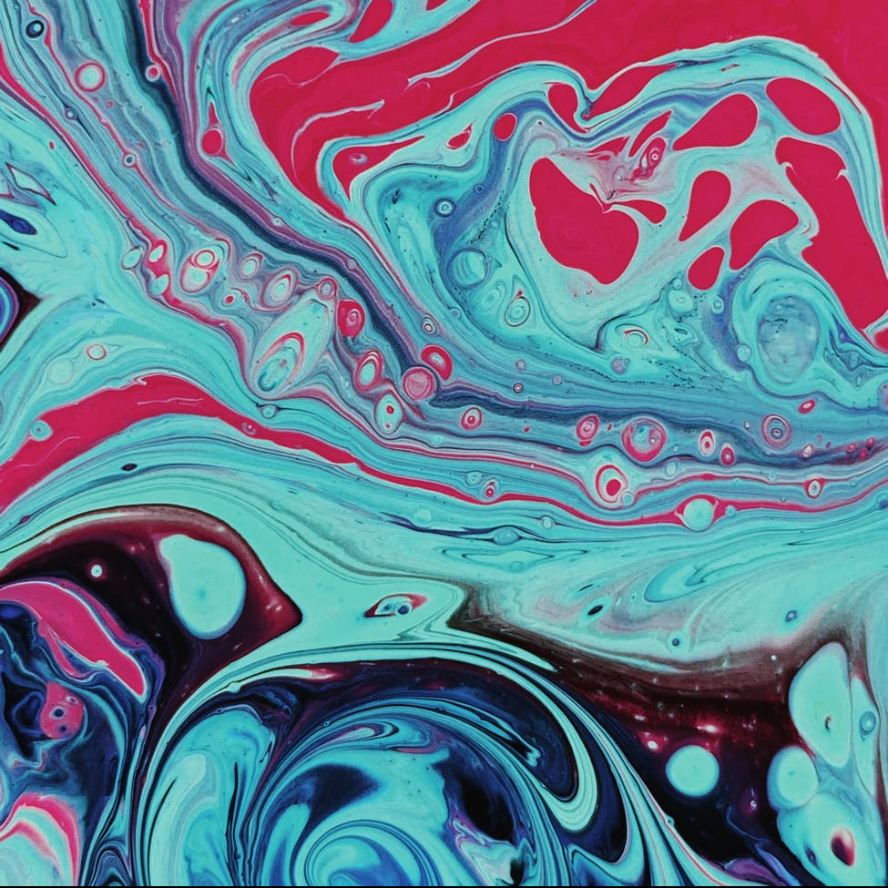 colorful abstract oil painting with flow creating wavy lines